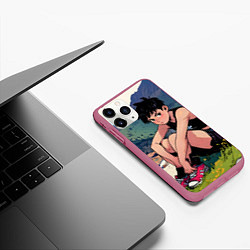 Чехол iPhone 11 Pro матовый A girl anime, цвет: 3D-малиновый — фото 2