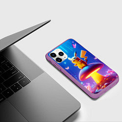 Чехол iPhone 11 Pro матовый Пикачу на грибе в сказочном лесу - фантазия, цвет: 3D-фиолетовый — фото 2