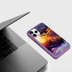 Чехол iPhone 11 Pro матовый Абстрактные космические краски, цвет: 3D-фиолетовый — фото 2