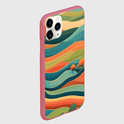 Чехол iPhone 11 Pro матовый Поля луга, цвет: 3D-малиновый — фото 2