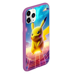 Чехол iPhone 11 Pro матовый Funny Pikachu - vaporwave, цвет: 3D-фиолетовый — фото 2