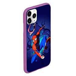 Чехол iPhone 11 Pro матовый Человек-паук и Веном, цвет: 3D-фиолетовый — фото 2