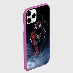 Чехол iPhone 11 Pro матовый Веном и Человек-паук, цвет: 3D-фиолетовый — фото 2