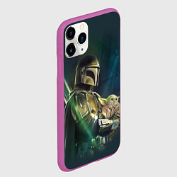 Чехол iPhone 11 Pro матовый Куда я туда и он - Мандалорец, цвет: 3D-фиолетовый — фото 2