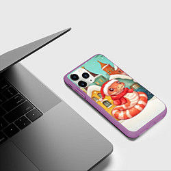Чехол iPhone 11 Pro матовый Рыжая праздничная змейка, цвет: 3D-фиолетовый — фото 2