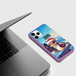 Чехол iPhone 11 Pro матовый Новогодняя коричневая змейка 2025, цвет: 3D-фиолетовый — фото 2