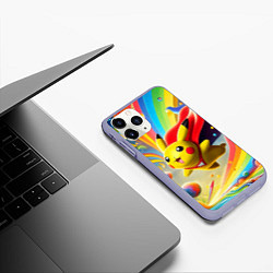 Чехол iPhone 11 Pro матовый Super Pikachu - ai art fantasy, цвет: 3D-светло-сиреневый — фото 2