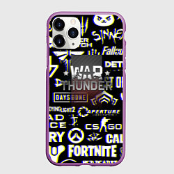 Чехол iPhone 11 Pro матовый Wartunder логотипы игр глитч, цвет: 3D-фиолетовый