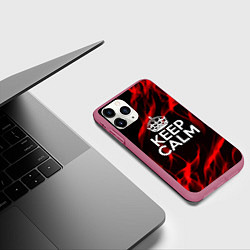 Чехол iPhone 11 Pro матовый Keep calm flame red, цвет: 3D-малиновый — фото 2