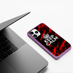 Чехол iPhone 11 Pro матовый Keep calm flame red, цвет: 3D-фиолетовый — фото 2