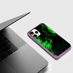 Чехол iPhone 11 Pro матовый Зелёная энергия на чёрном фоне, цвет: 3D-фиолетовый — фото 2