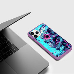Чехол iPhone 11 Pro матовый Cyber skull - blots sketch, цвет: 3D-фиолетовый — фото 2