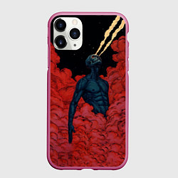 Чехол iPhone 11 Pro матовый Космический гигант демон, цвет: 3D-малиновый