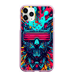 Чехол iPhone 11 Pro матовый Cyber dude with glasses - blots, цвет: 3D-розовый