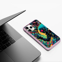 Чехол iPhone 11 Pro матовый Cyberpunk is not dead - motto, цвет: 3D-розовый — фото 2