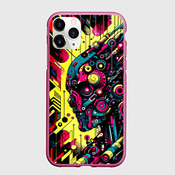 Чехол iPhone 11 Pro матовый Cyber profile - ai art fantasy, цвет: 3D-малиновый