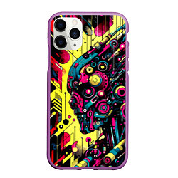 Чехол iPhone 11 Pro матовый Cyber profile - ai art fantasy, цвет: 3D-фиолетовый