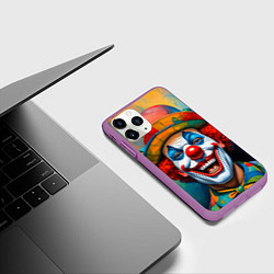 Чехол iPhone 11 Pro матовый Нейросеть - безумный клоун, цвет: 3D-фиолетовый — фото 2