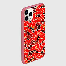 Чехол iPhone 11 Pro матовый Абстрактные плитки красные и чёрные, цвет: 3D-малиновый — фото 2