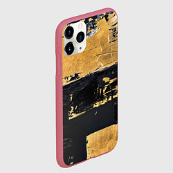Чехол iPhone 11 Pro матовый Абстракция черная и коричневая краска, цвет: 3D-малиновый — фото 2