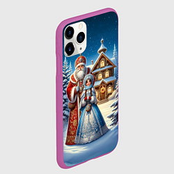 Чехол iPhone 11 Pro матовый Дед Мороз и Снегурочка, цвет: 3D-фиолетовый — фото 2