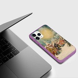 Чехол iPhone 11 Pro матовый Милый новогодний городок, цвет: 3D-фиолетовый — фото 2