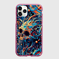 Чехол iPhone 11 Pro матовый Фантазийная композиция с черепом, цвет: 3D-малиновый