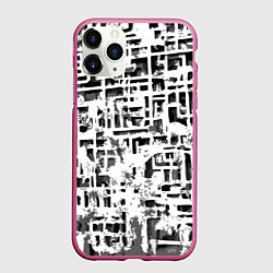 Чехол iPhone 11 Pro матовый Бело-чёрная абстракция, цвет: 3D-малиновый
