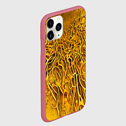 Чехол iPhone 11 Pro матовый Жёлтый симбионт абстракция, цвет: 3D-малиновый — фото 2