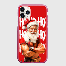 Чехол iPhone 11 Pro матовый Санта Клаус старый хипстер, цвет: 3D-малиновый