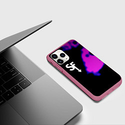 Чехол iPhone 11 Pro матовый Sally Face неон краски, цвет: 3D-малиновый — фото 2