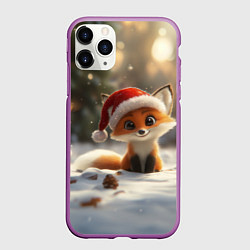 Чехол iPhone 11 Pro матовый Маленькая новогодняя лисичка, цвет: 3D-фиолетовый