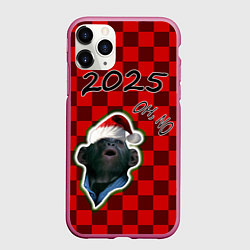 Чехол iPhone 11 Pro матовый Новогодняя обезьяна oh, no, цвет: 3D-малиновый