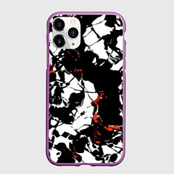 Чехол iPhone 11 Pro матовый Черно-красный камуфляж, цвет: 3D-фиолетовый