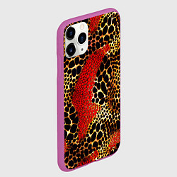 Чехол iPhone 11 Pro матовый Красно-черно-золотая змеиная кожа, цвет: 3D-фиолетовый — фото 2