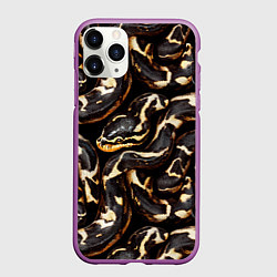 Чехол iPhone 11 Pro матовый Змея черно-белая, цвет: 3D-фиолетовый