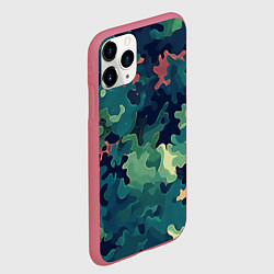 Чехол iPhone 11 Pro матовый Армейский камуфляж зеленый, цвет: 3D-малиновый — фото 2