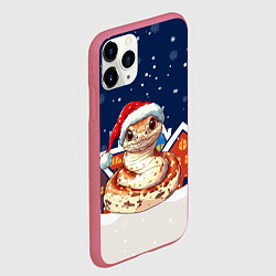Чехол iPhone 11 Pro матовый Змейка новогодняя 2025, цвет: 3D-малиновый — фото 2