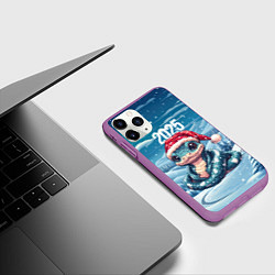 Чехол iPhone 11 Pro матовый Символ 2025 года - змея, цвет: 3D-фиолетовый — фото 2