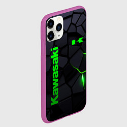Чехол iPhone 11 Pro матовый Kawasaki - плиты с эффектом свечения, цвет: 3D-фиолетовый — фото 2