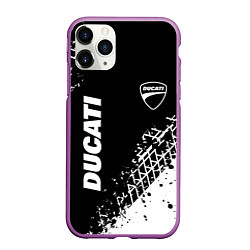 Чехол iPhone 11 Pro матовый Ducati - следы от шин, цвет: 3D-фиолетовый