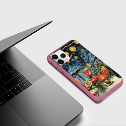 Чехол iPhone 11 Pro матовый Новогоднее настроение в деталях, цвет: 3D-малиновый — фото 2