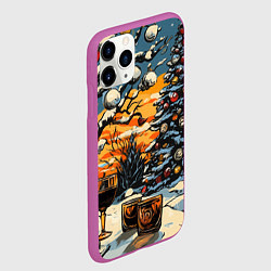 Чехол iPhone 11 Pro матовый Новогоднее настроение и елка, цвет: 3D-фиолетовый — фото 2