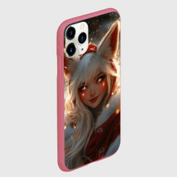 Чехол iPhone 11 Pro матовый Девушка - лиса и огоньки, цвет: 3D-малиновый — фото 2
