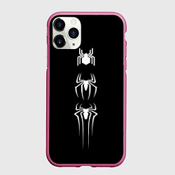 Чехол iPhone 11 Pro матовый Три паука - Спайдерверс, цвет: 3D-малиновый