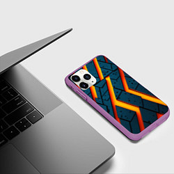 Чехол iPhone 11 Pro матовый Металлическая броня и оранжевое свечение, цвет: 3D-фиолетовый — фото 2