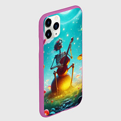 Чехол iPhone 11 Pro матовый Музыкальное трио скелетов дает ночной концерт, цвет: 3D-фиолетовый — фото 2