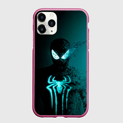 Чехол iPhone 11 Pro матовый Neon spider-man, цвет: 3D-малиновый