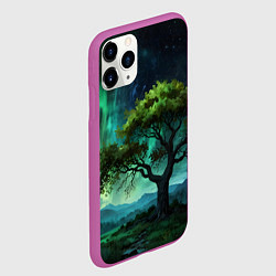 Чехол iPhone 11 Pro матовый Северное сияние и дерево, цвет: 3D-фиолетовый — фото 2