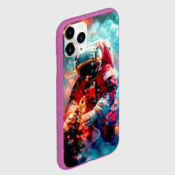 Чехол iPhone 11 Pro матовый Космонавт с ёлкой в космосе, цвет: 3D-фиолетовый — фото 2